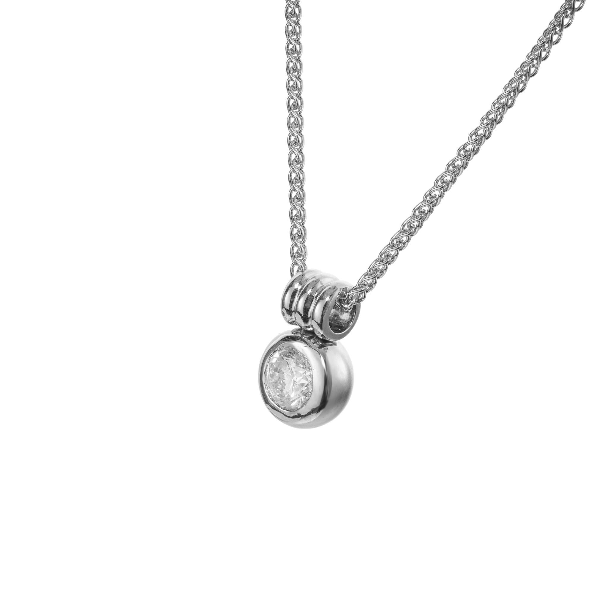 Round Cut EGL Certified 1.23 Carat Round Diamond White Gold Pendant Necklace For Sale