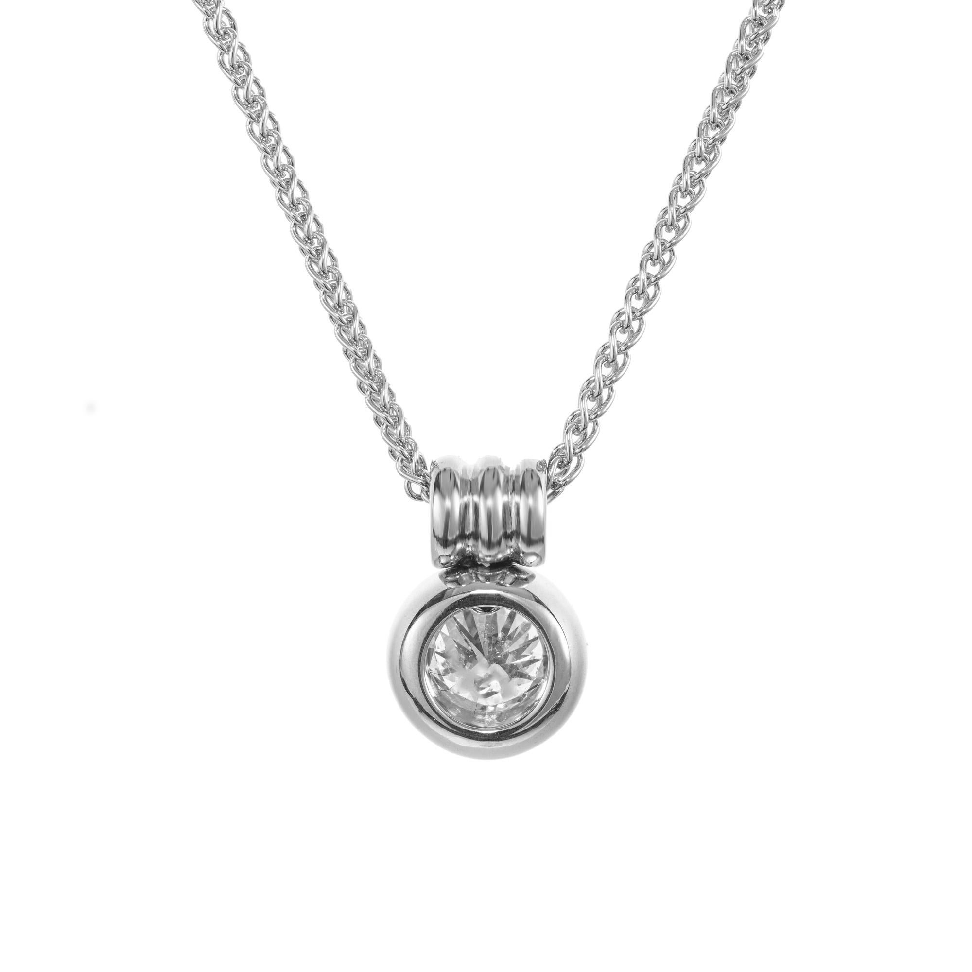Women's EGL Certified 1.23 Carat Round Diamond White Gold Pendant Necklace For Sale