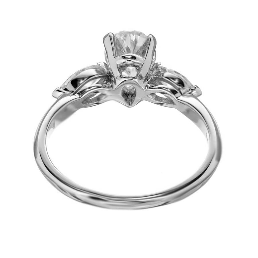 Pear Cut EGL Certified 1.25 Carat Pear Diamond Marquise Gold Three-Stone Engagement Ring For Sale