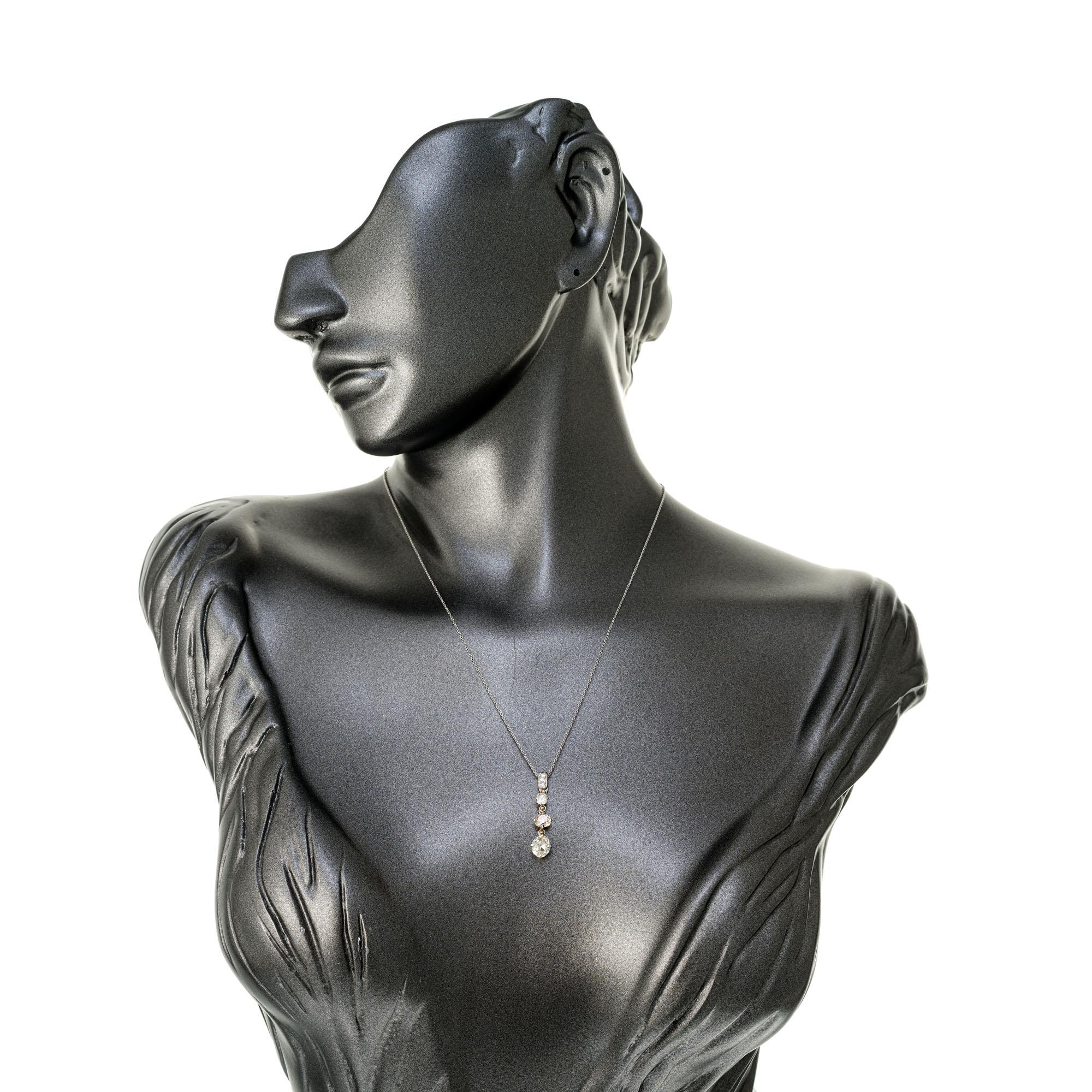 Women's EGL Certified 1.25 Carat Three Diamond Platinum Pendant Necklace For Sale