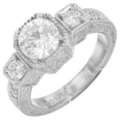 Platin-Verlobungsring mit drei Steinen, EGL-zertifizierter 1,27 Karat weißer Diamant