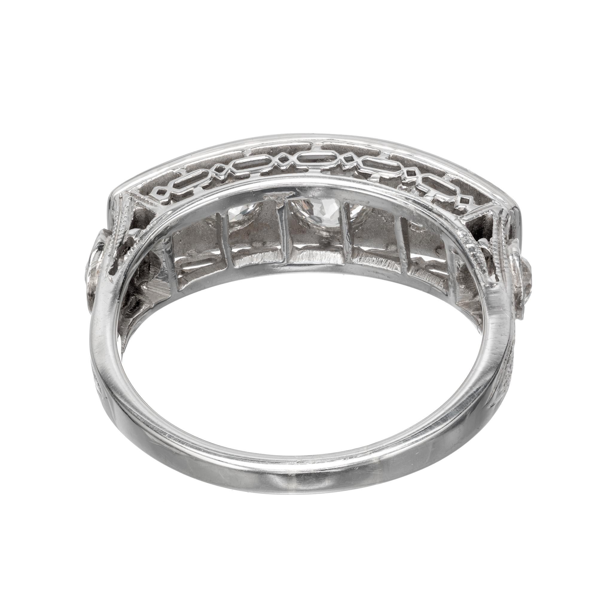 Women's EGL Certified 1.30 Carat Seven Diamond White Gold Ring For Sale