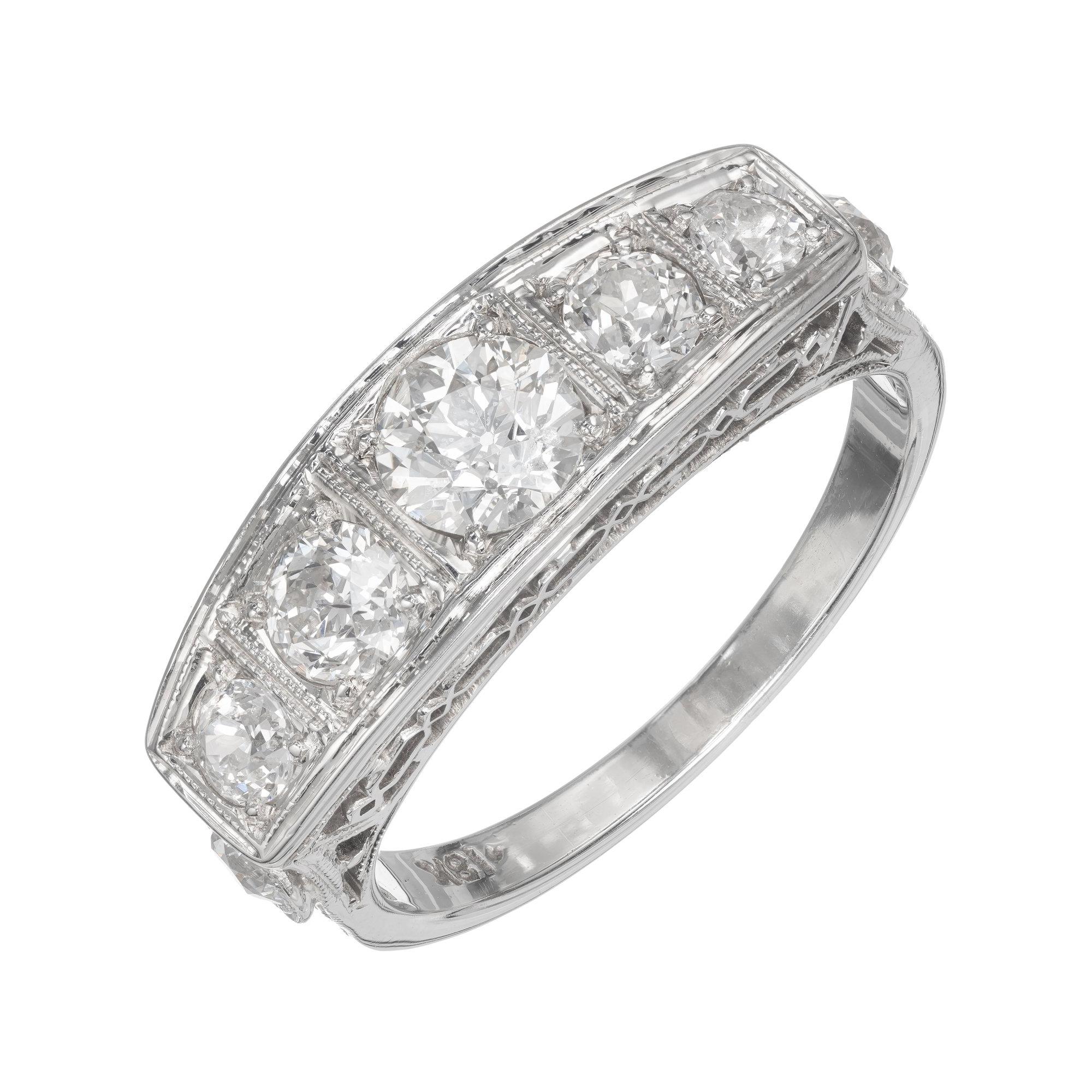 EGL Certified 1.30 Carat Seven Diamond White Gold Ring For Sale