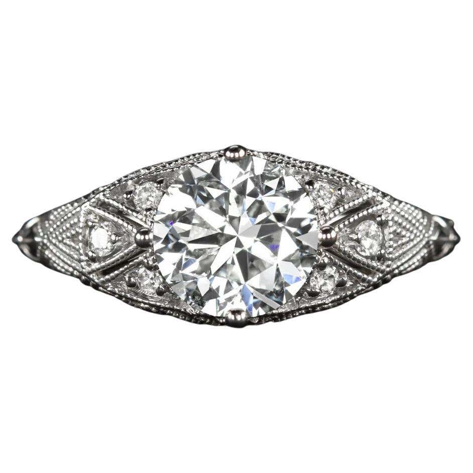 Round Art Deco Diamond Ring For Sale at 1stDibs