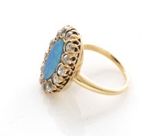 EGL Certified 14 Karat 1.15 Carat Black Boulder Opal and Diamond Ring