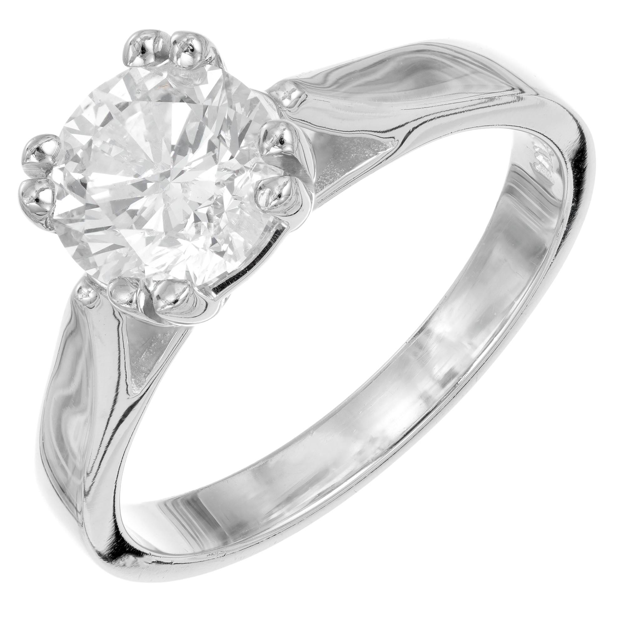 EGL Certified 1.40 Carat Round Brilliant Cut Diamond White Gold Engagement Ring For Sale