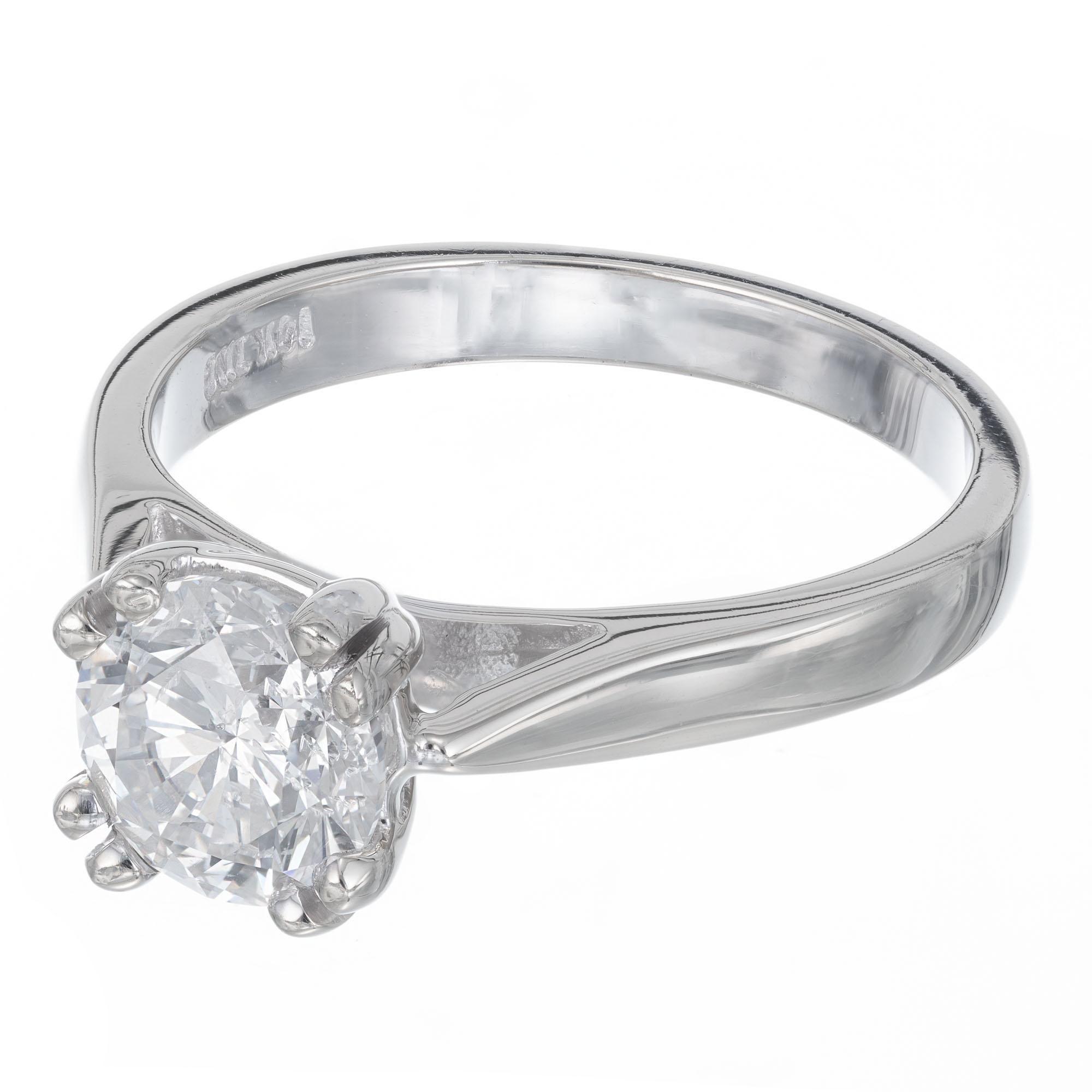 1.40ct EGL certified round brilliant cut center diamond. in a 14k white gold 8 prong solitaire setting. 

1 diamond, approx. total weight 1.40ct, F, I1, & Depth: 65.3% & Table: 59%. Bright white sparkly mostly eye clean. EGL USA certified