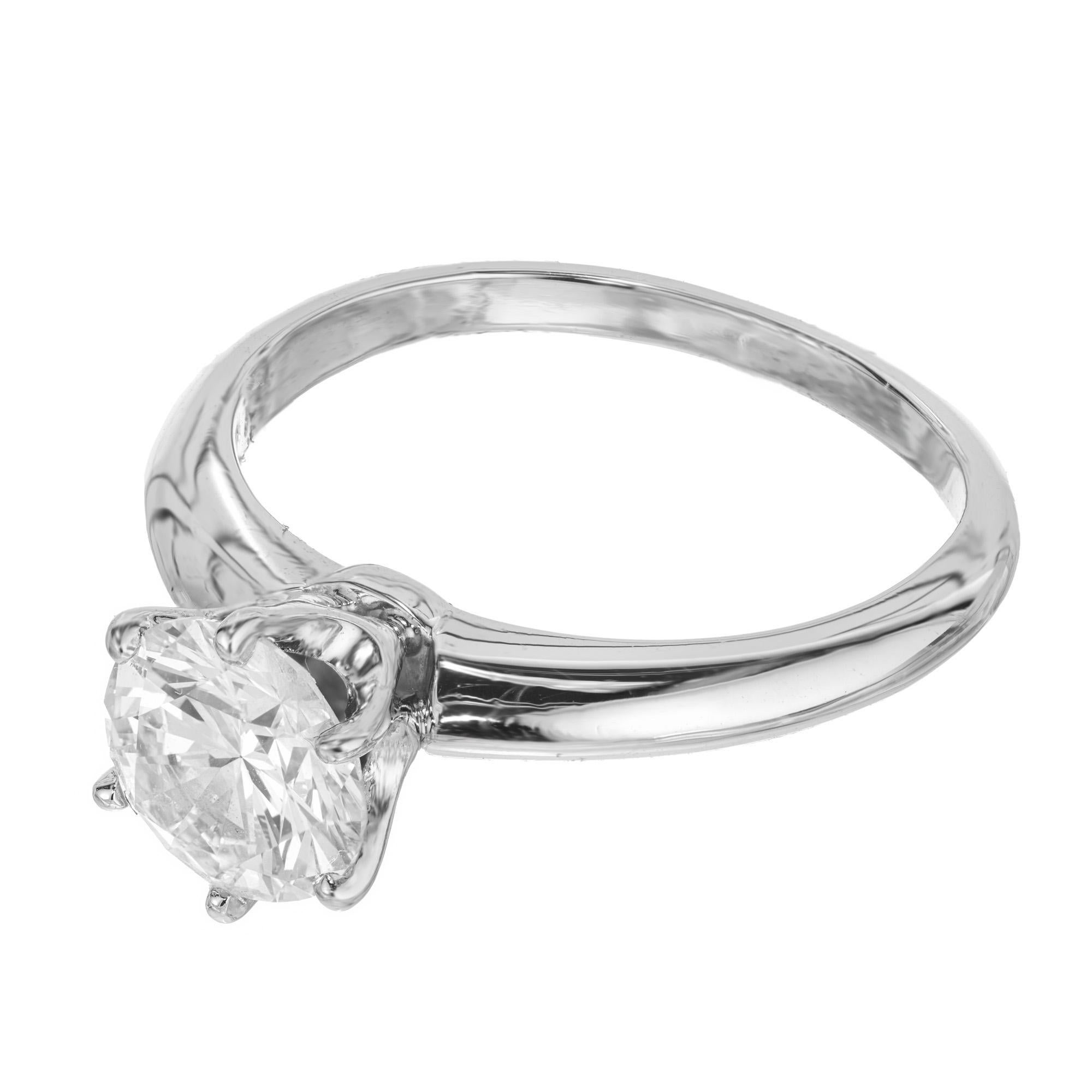 Round Cut EGL Certified 1.41 Carat Round Diamond Platinum Solitaire Engagement Ring For Sale