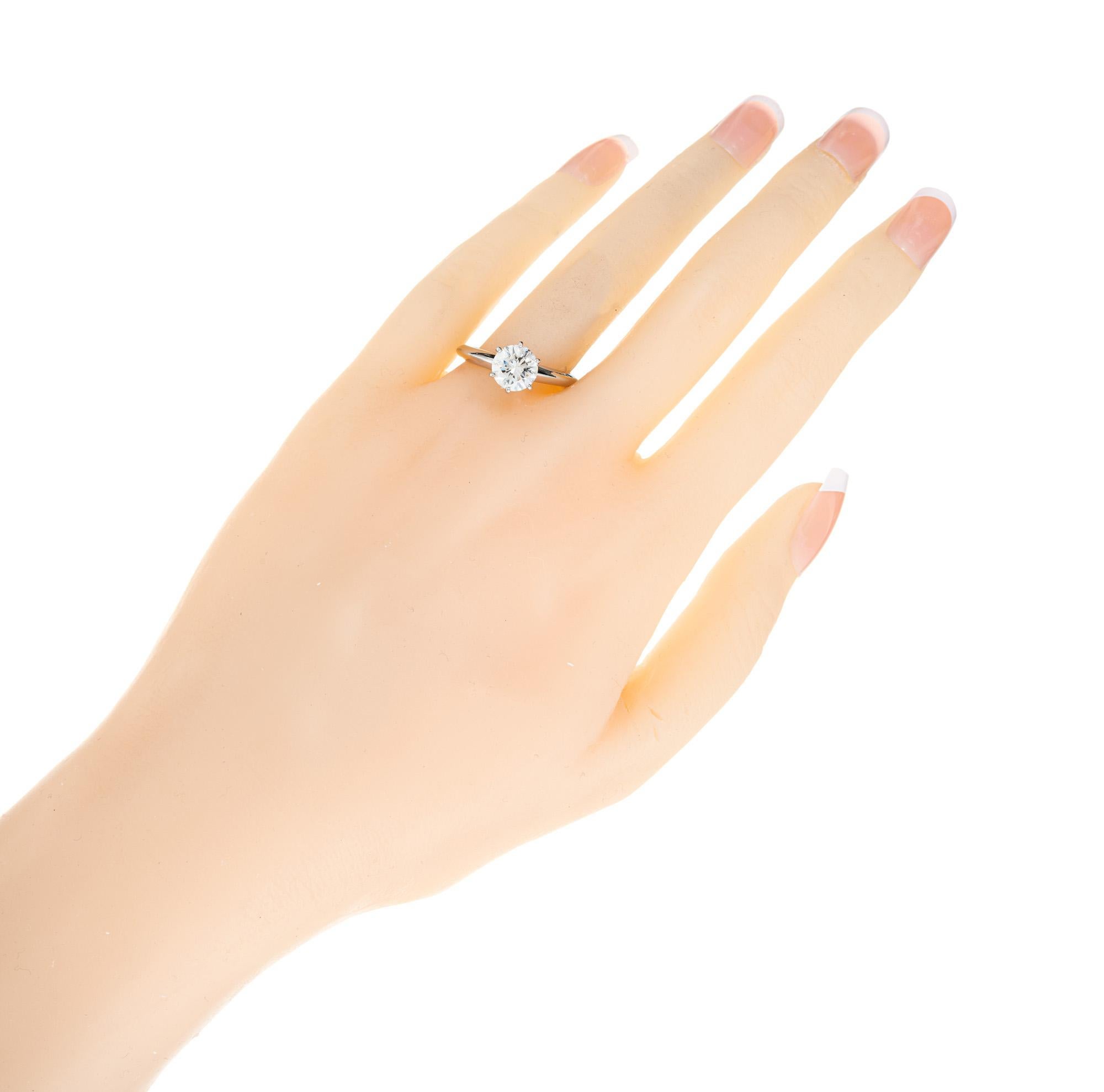 EGL Certified 1.41 Carat Round Diamond Platinum Solitaire Engagement Ring For Sale 3