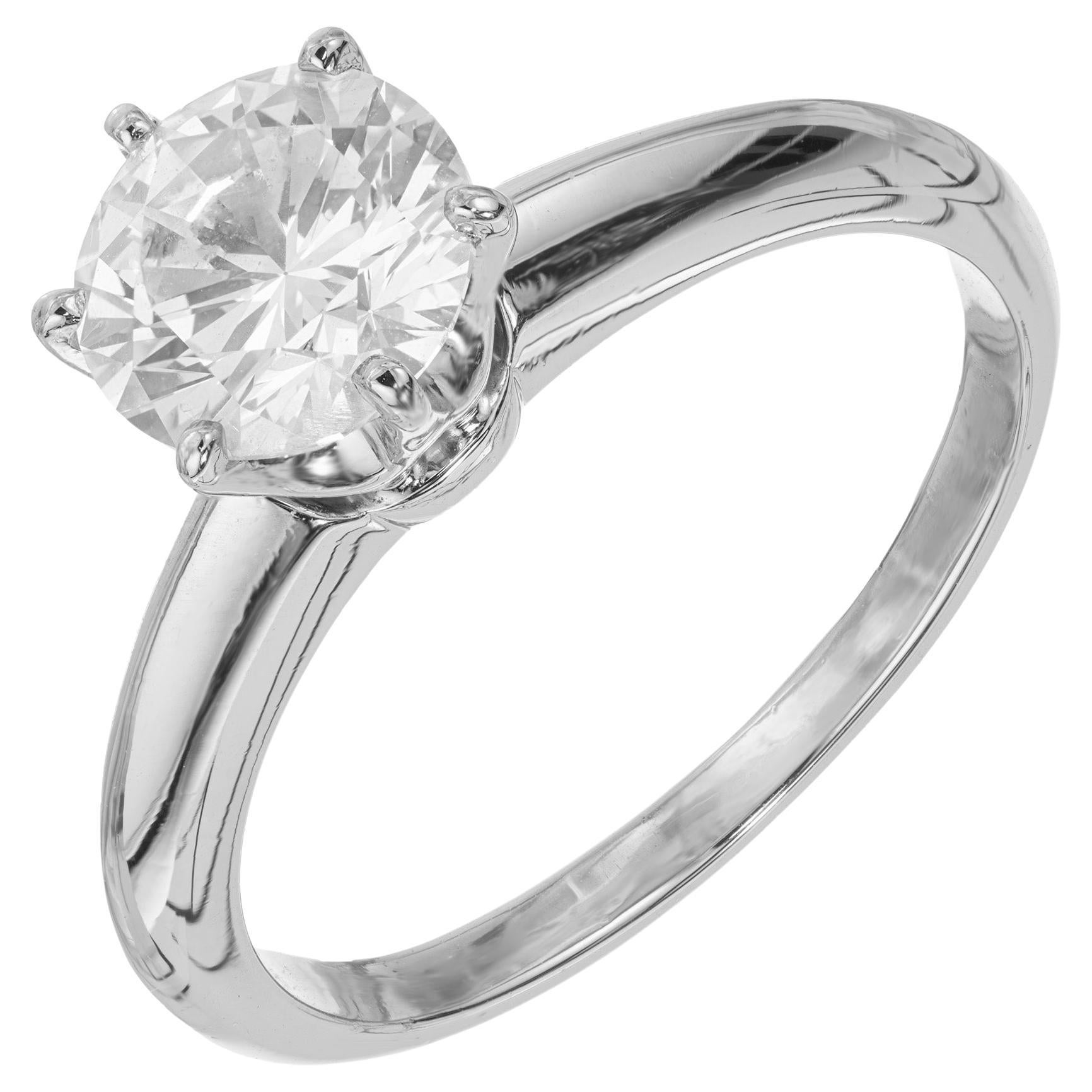 Bague de fiançailles solitaire en platine avec diamants ronds de 1.41 carat certifiés EGL 