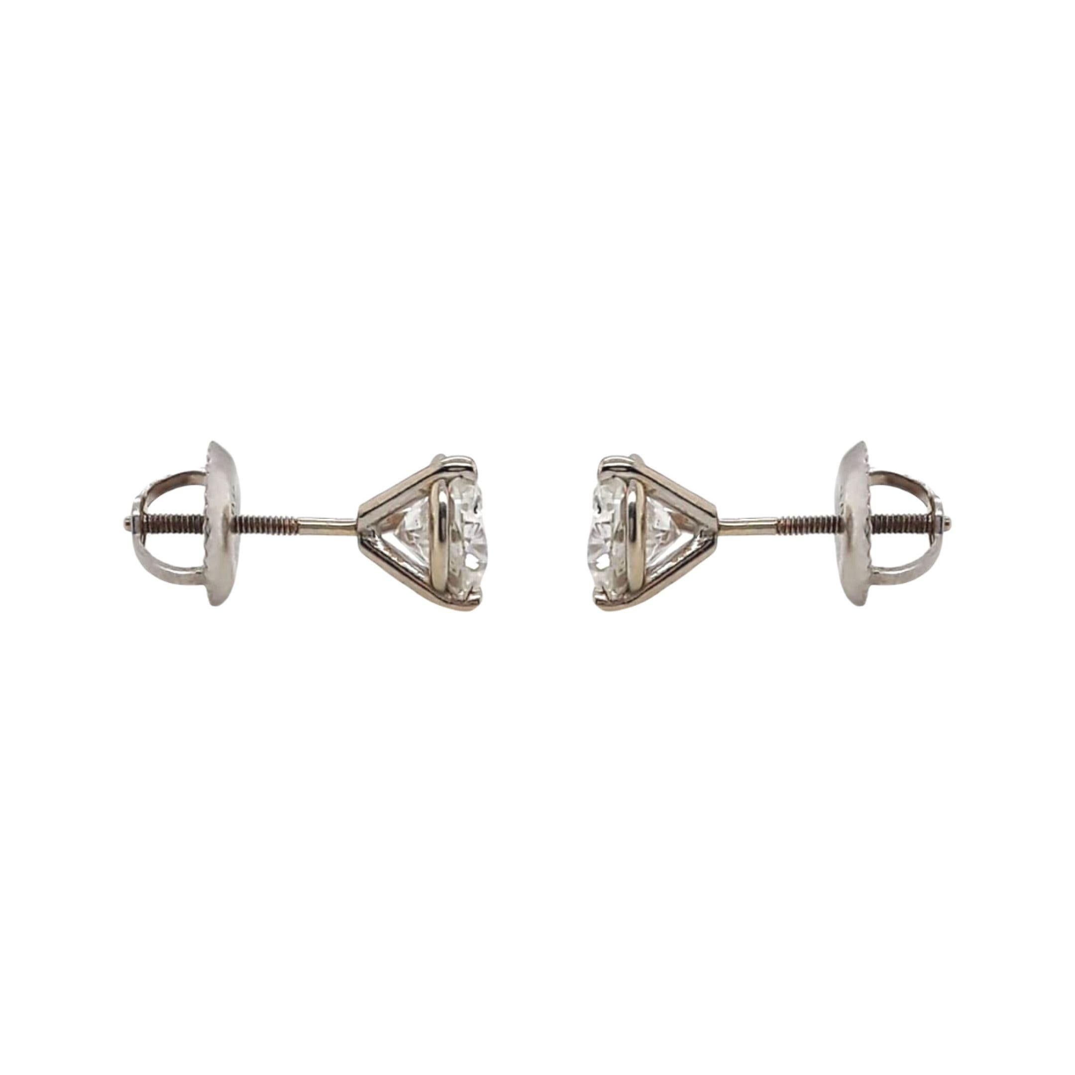 Brilliant Cut EGL Certified 1.42 Carat Diamond Stud Earrings