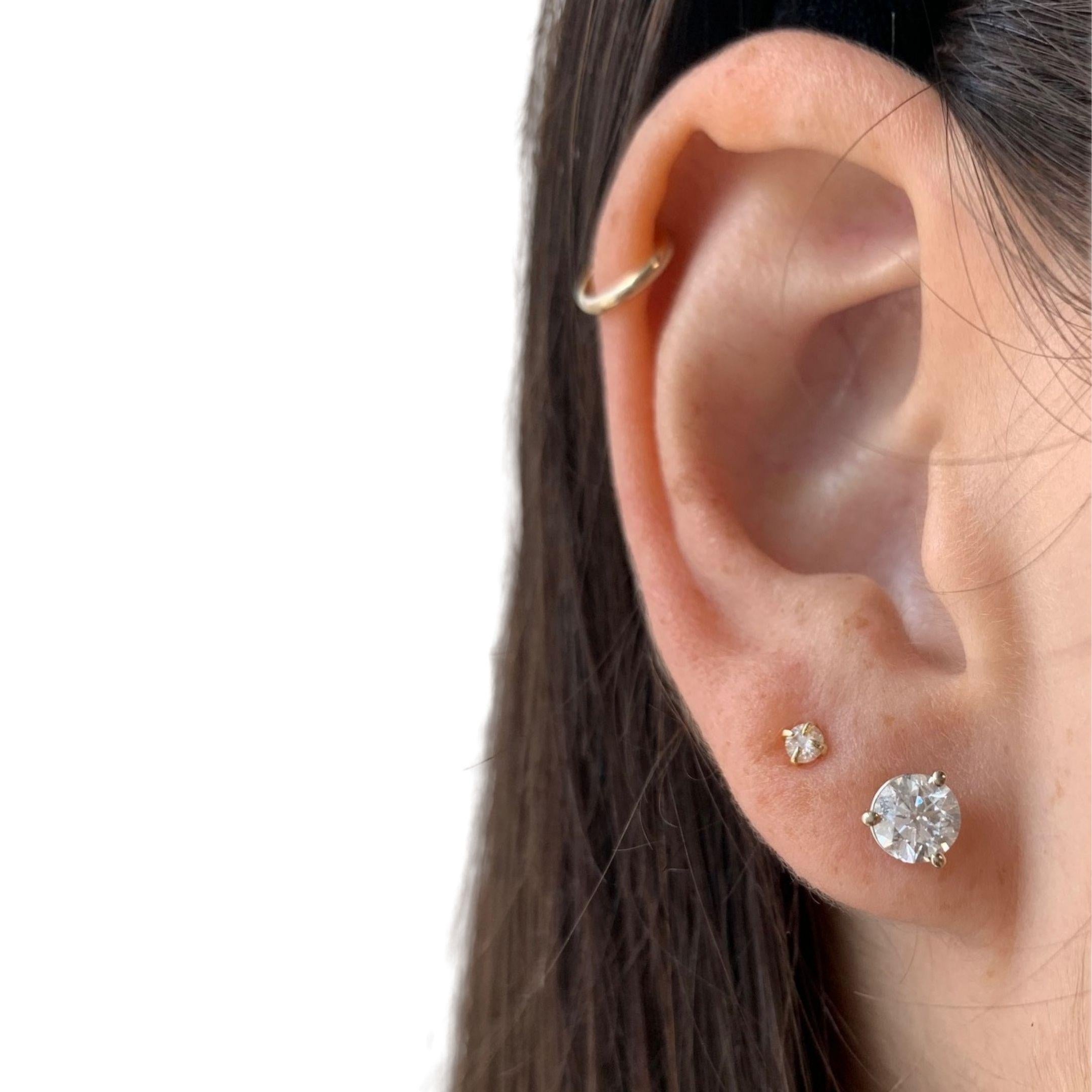 Women's or Men's EGL Certified 1.42 Carat Diamond Stud Earrings