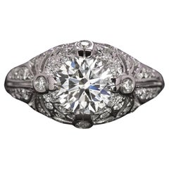 Anello da cocktail con diamante rotondo certificato Egl da 1,42 carati