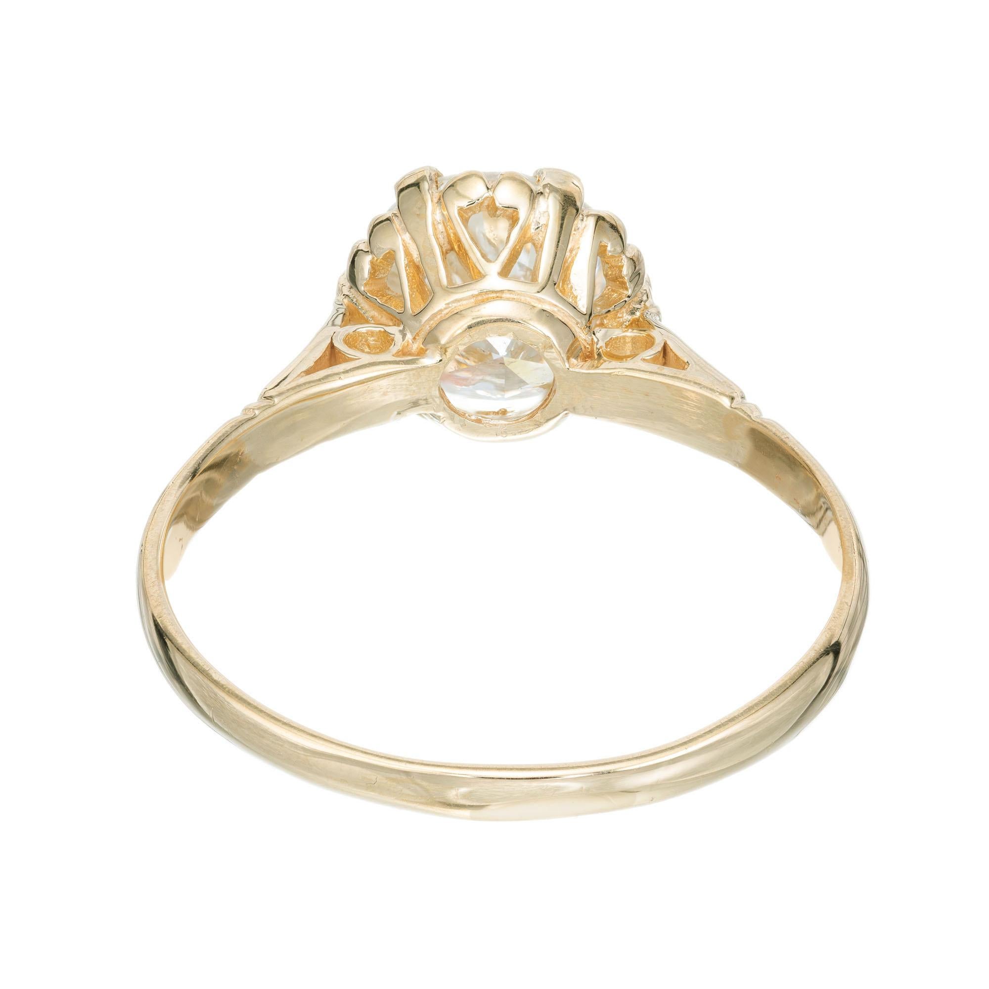 Round Cut EGL Certified 1.47 Carat Diamond Yellow Gold Solitaire Engagement Ring