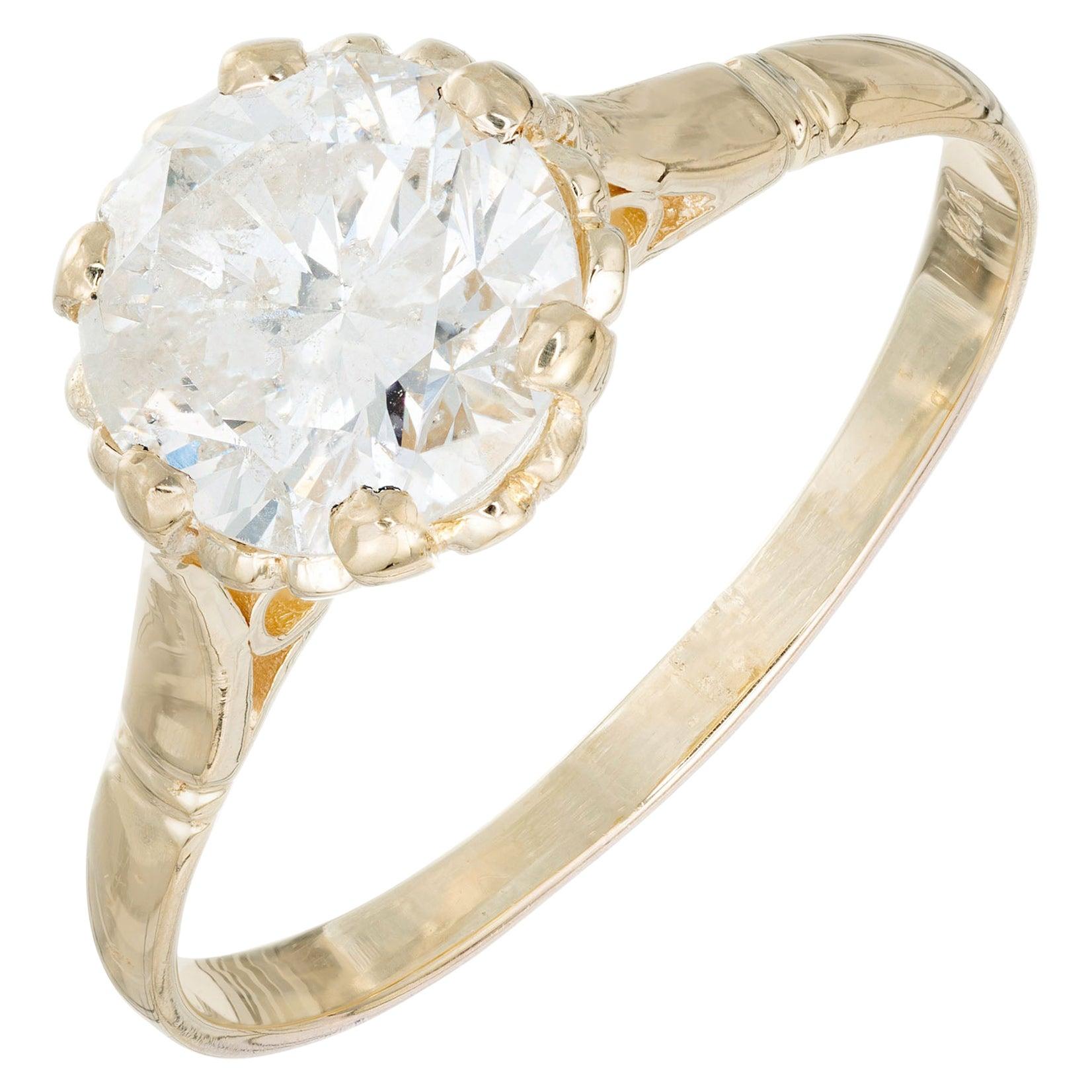 EGL Certified 1.47 Carat Diamond Yellow Gold Solitaire Engagement Ring