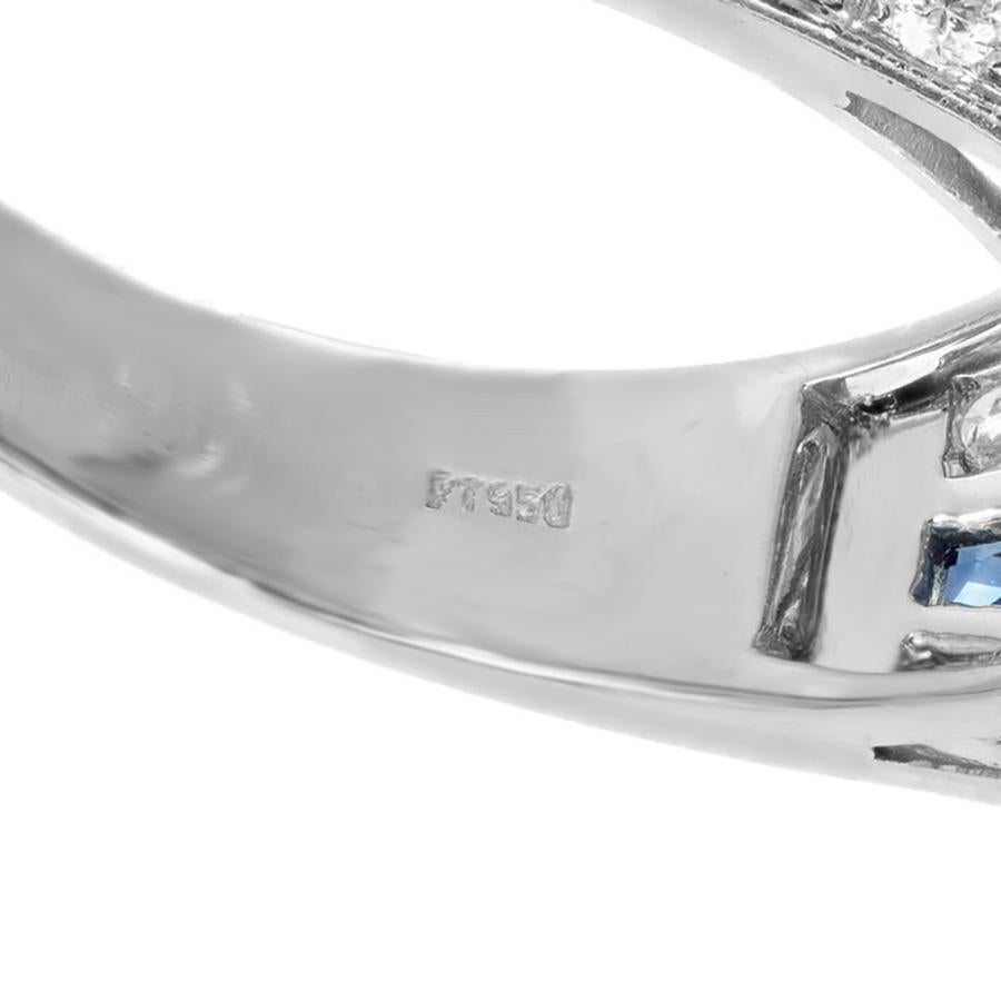 EGL Certified 1.48 Carat Art Deco Sapphire Diamond Platinum Engagement Ring For Sale 1