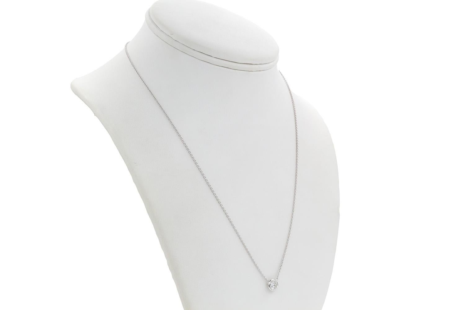 EGL Certified 14k White Gold & Diamond Bezel Set Pendant Necklace 0.93ct G/SI1 For Sale 2