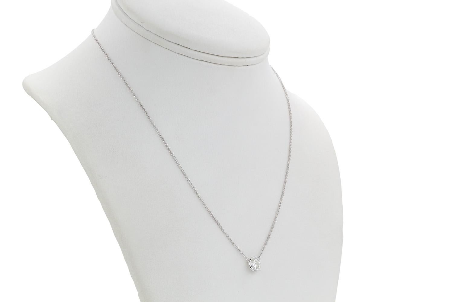 EGL Certified 14k White Gold & Diamond Bezel Set Pendant Necklace 0.93ct G/SI1 For Sale 3
