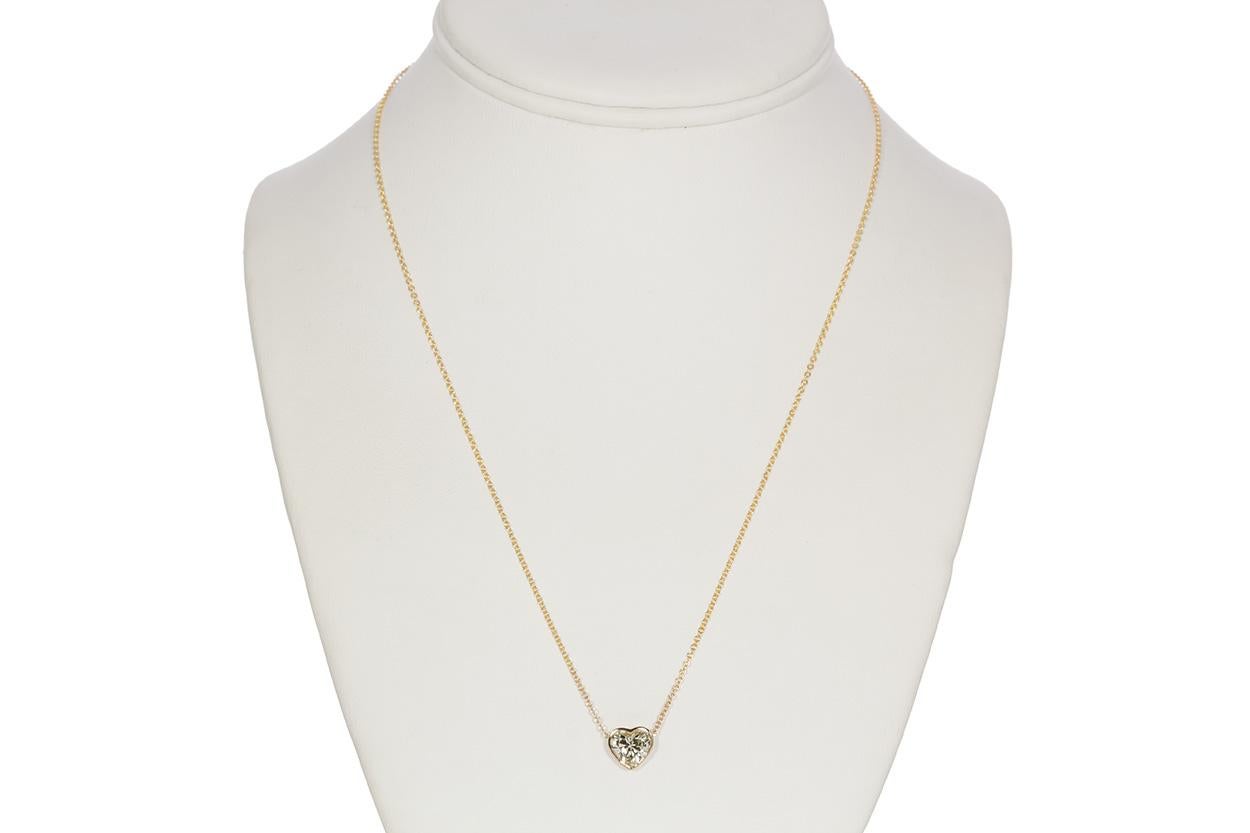 EGL Certified 14 Karat Yellow Gold Diamond Heart Pendant Necklace 1.29 Carat In New Condition In Tustin, CA