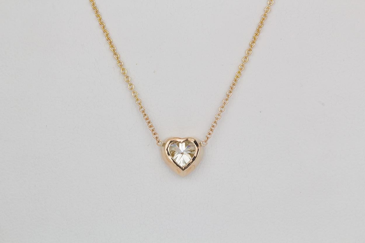 EGL Certified 14 Karat Yellow Gold Diamond Heart Pendant Necklace 1.29 Carat 3
