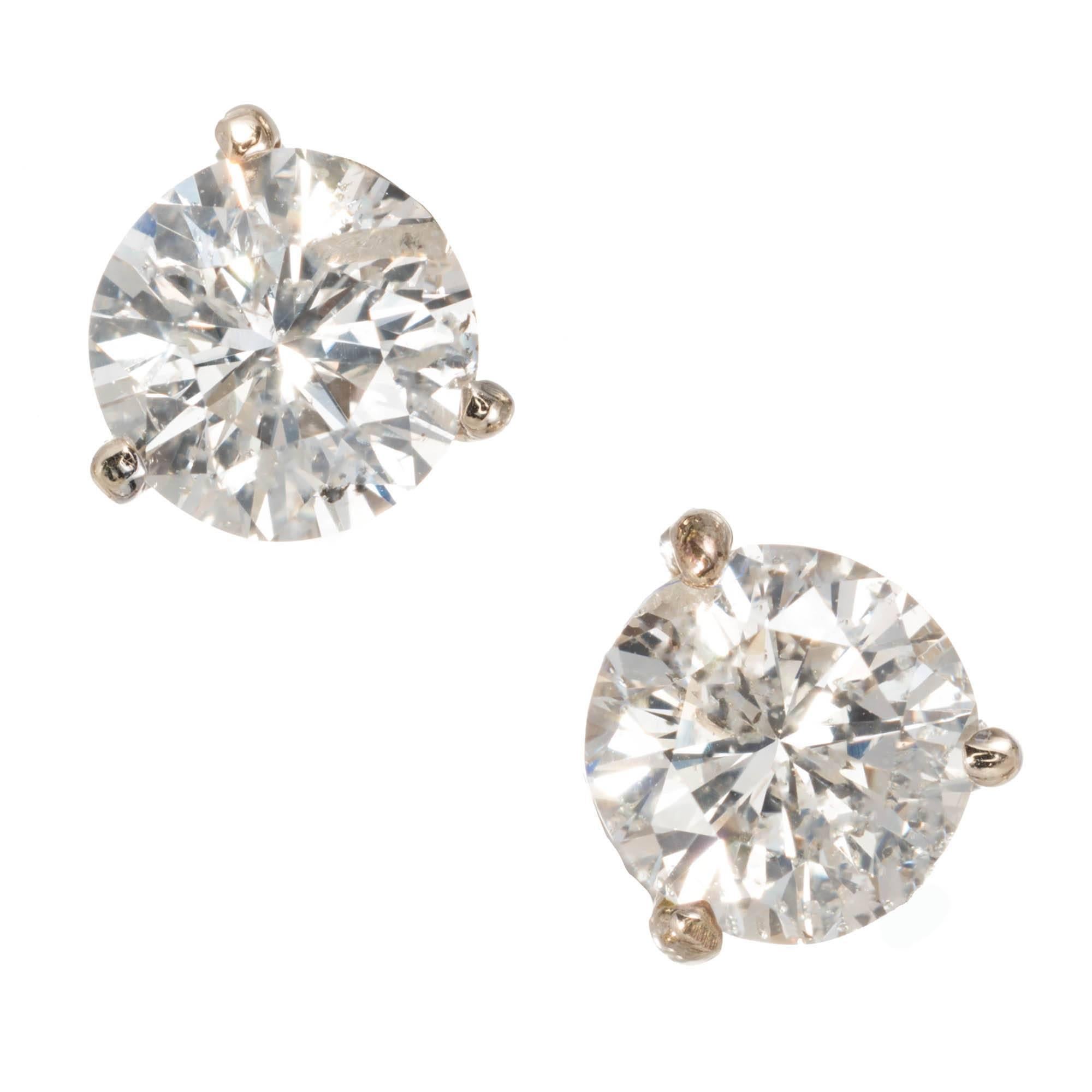 EGL Certified 1.50 Carat Diamond White Gold Basket Set Stud Earrings