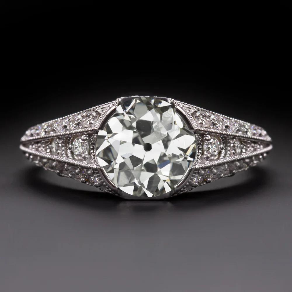 Art Deco EGL Certified 1.50 Carat Old European Cut Diamond Ring For Sale