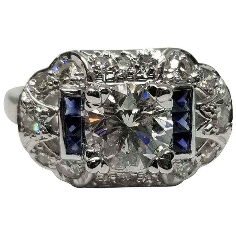 EGL Certified 1.15 Brilliant Cut D SI3 Art Deco Style Ring