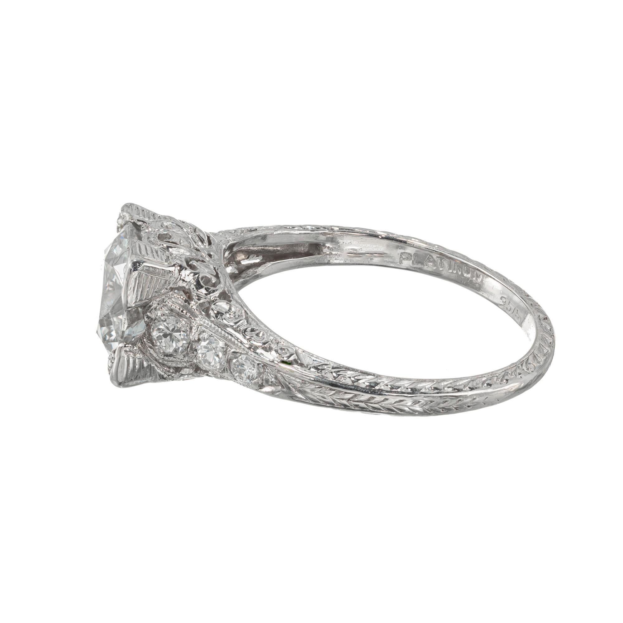 Women's or Men's EGL Certified 1.56 Carat Diamond Platinum Engagement Ring For Sale