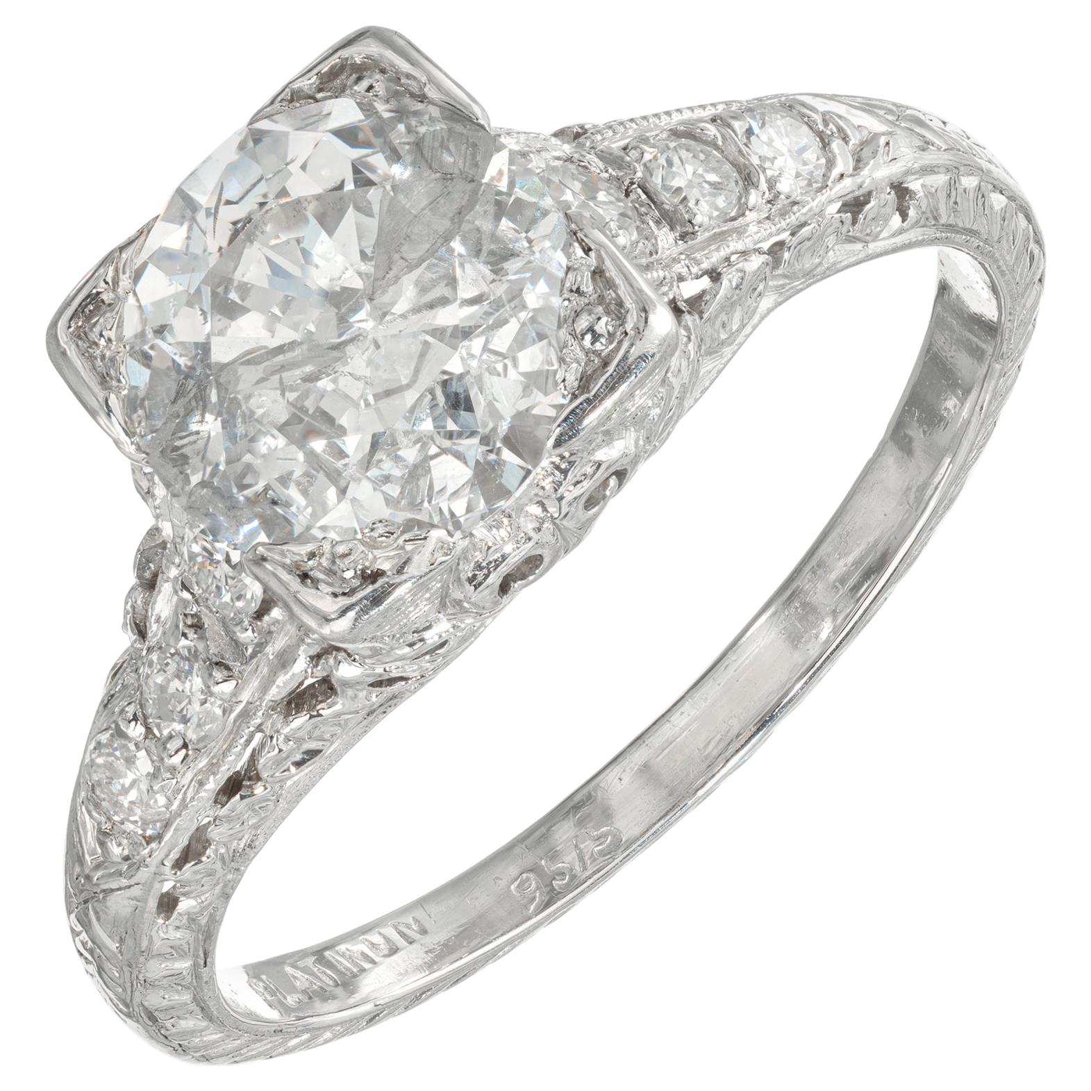 Bague de fiançailles en platine avec diamants de 1,56 carat certifiés EGL
