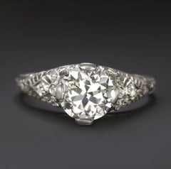 Verlobungsring aus Platin mit EGL-zertifiziertem 1,56 Karat Diamant im Alten Übergangsschliff
