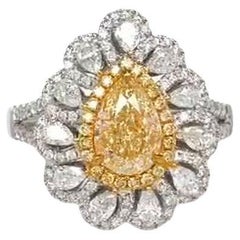 EGL zertifiziert 1,58 Karat Birne Form Vivid Fancy Yellow Diamond Verlobungsring