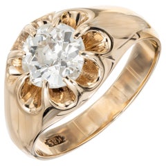 EGL Certified 1.65 Carat Old European Diamond Art Deco Rose Gold Men's Ring