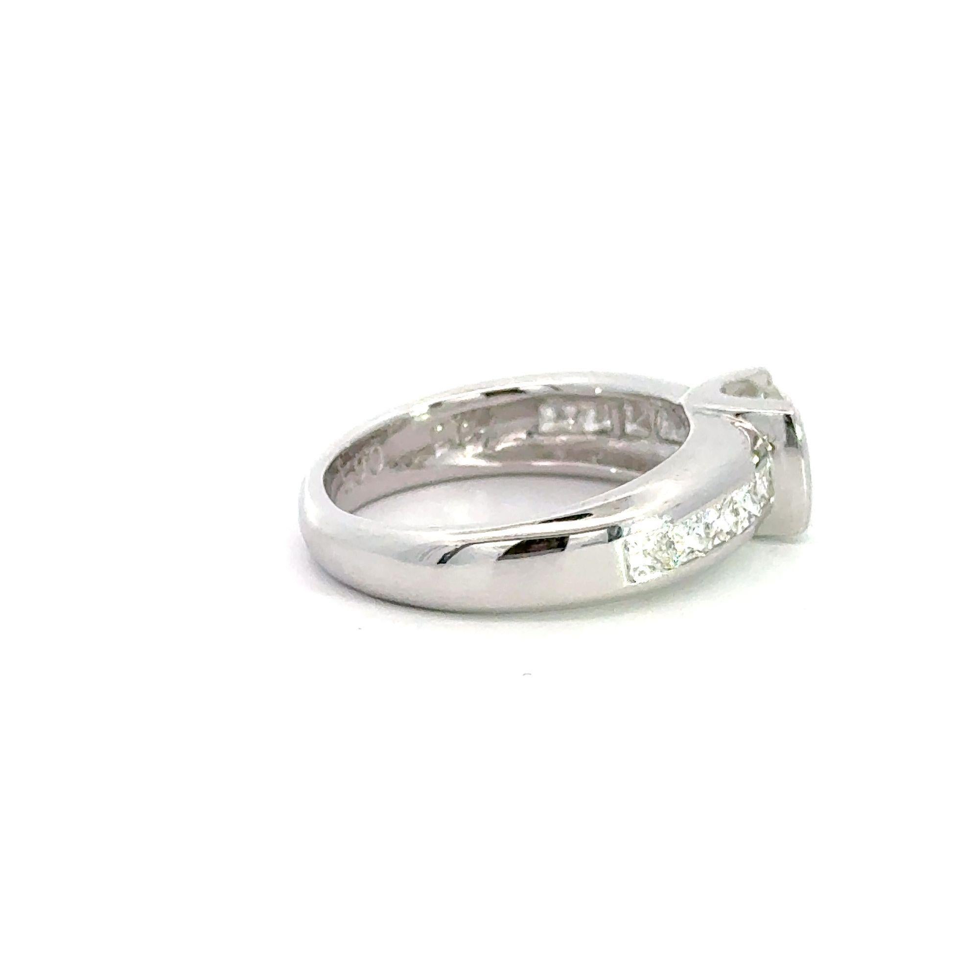 EGL Certified 1.65 Carat Round & Princess Diamond Platinum Channel Set Ring For Sale 1