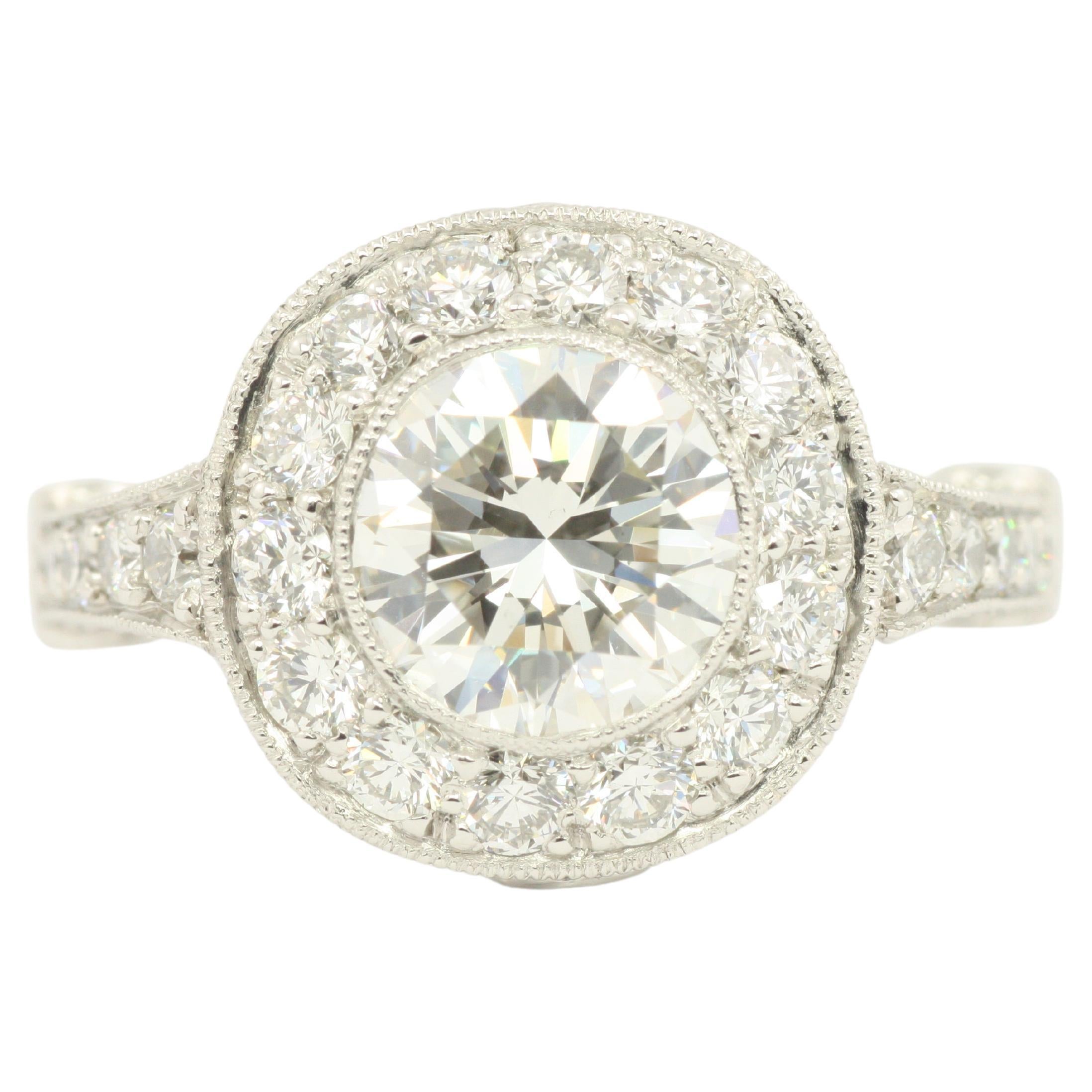 EGL Certified 1.70 Carat Diamond Platinum Engagement Ring Tiffany Legacy Style