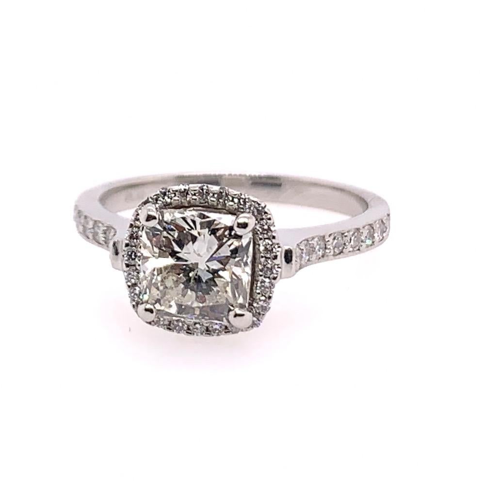 EGL Certified 1.79 Carat Natural Cushion Diamond I SI2 Platinum Engagement Ring In Good Condition In Los Angeles, CA