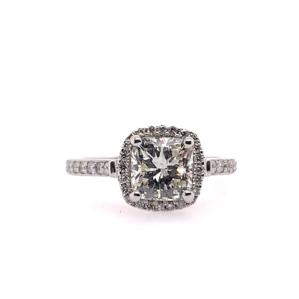 Women's EGL Certified 1.79 Carat Natural Cushion Diamond I SI2 Platinum Engagement Ring