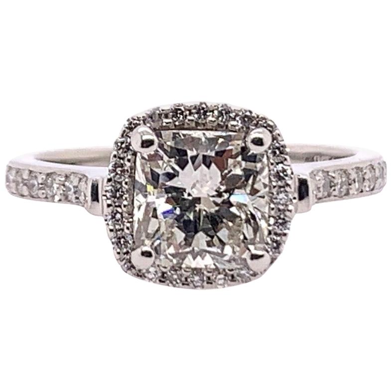 EGL Certified 1.79 Carat Natural Cushion Diamond I SI2 Platinum Engagement Ring