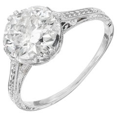 Antique EGL Certified 1.80 Carat Transitional Diamond White Gold Engagement Ring