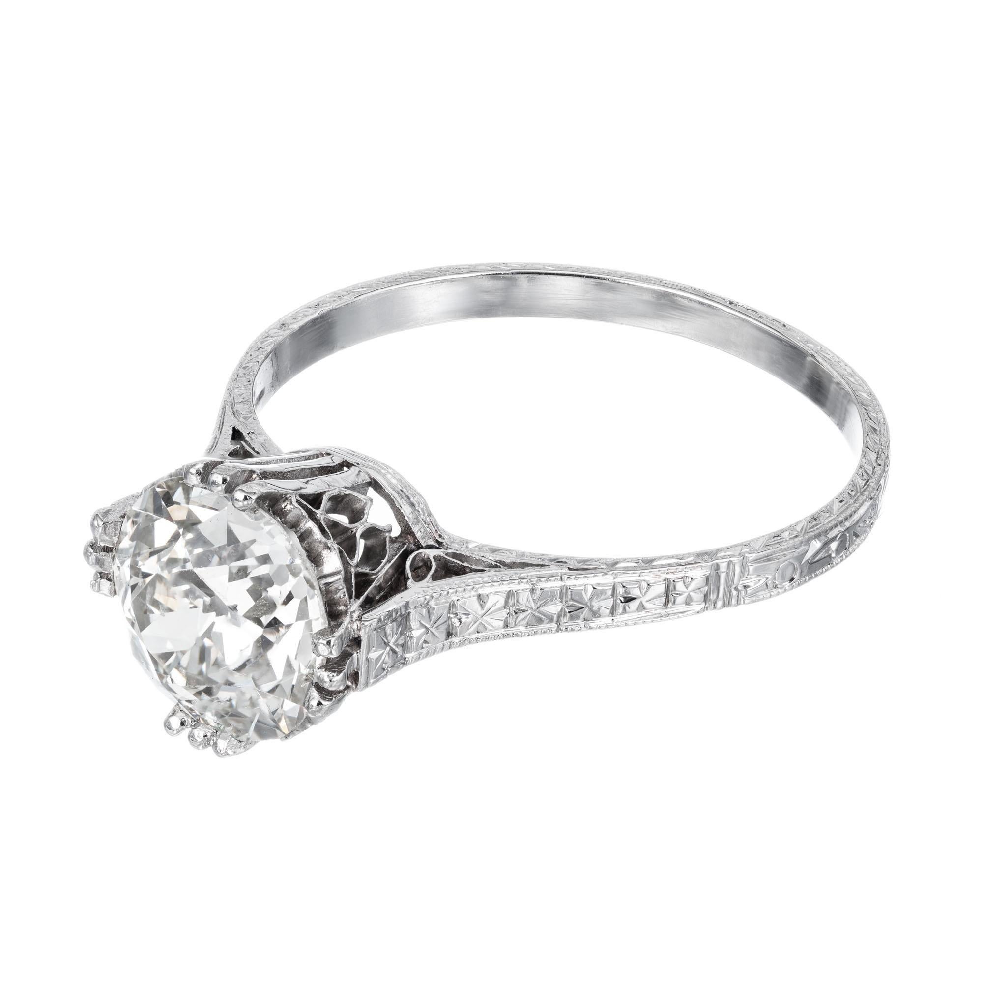 EGL-zertifizierter Verlobungsring aus Platin mit 1,85 Diamanten (Rundschliff) im Angebot