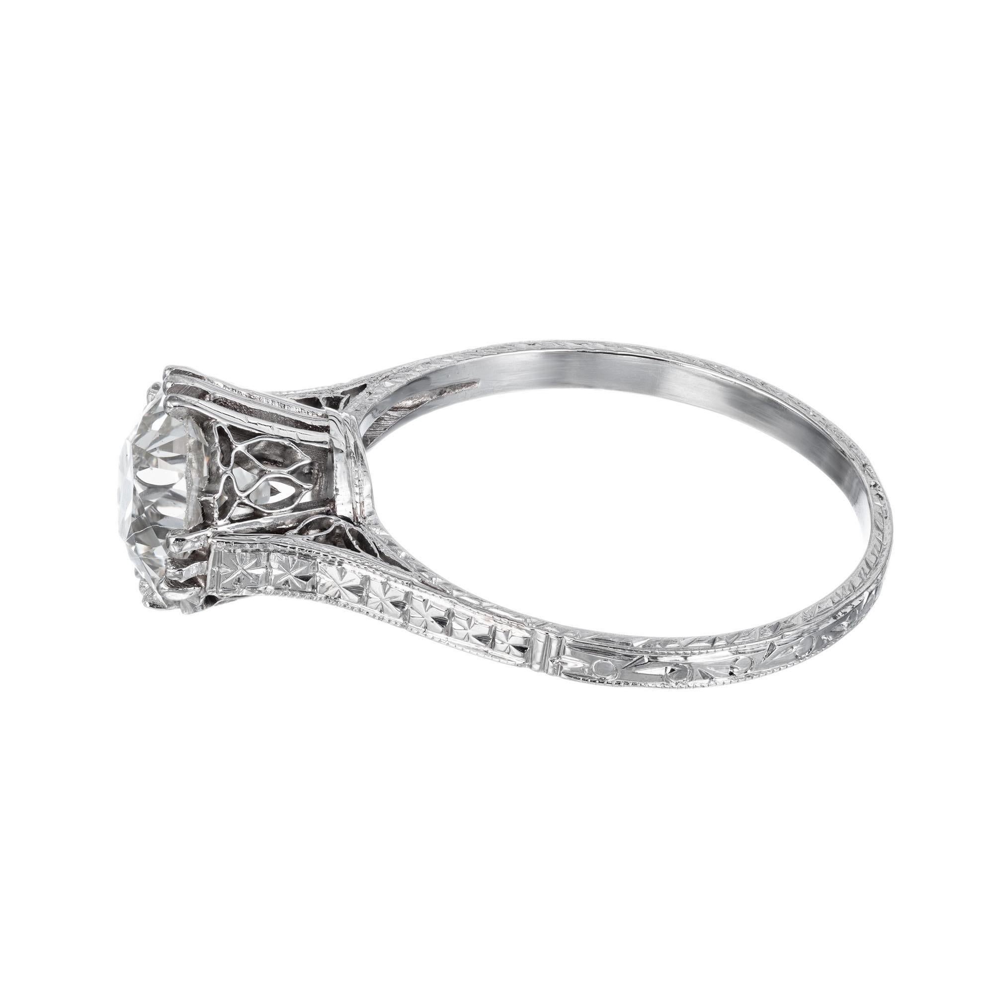 Round Cut EGL Certified 1.85 Diamond Platinum Engagement Ring For Sale