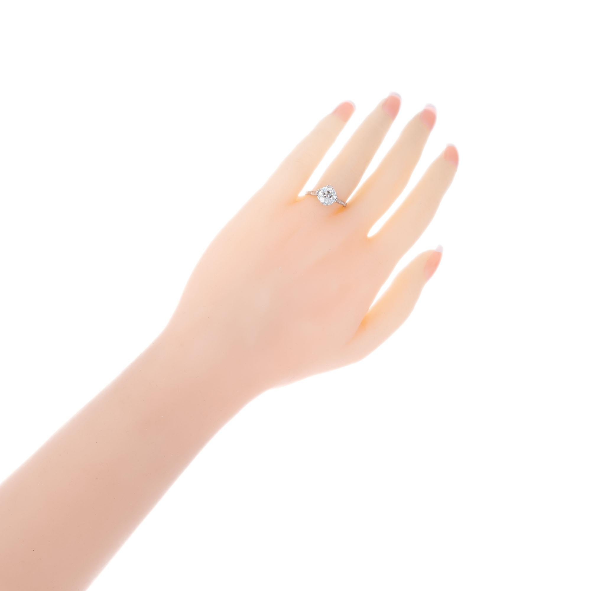 Women's EGL Certified 1.85 Diamond Platinum Engagement Ring For Sale