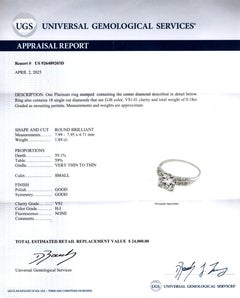 EGL Certified 1.89ct Old European cut diamond  Platinum Ring