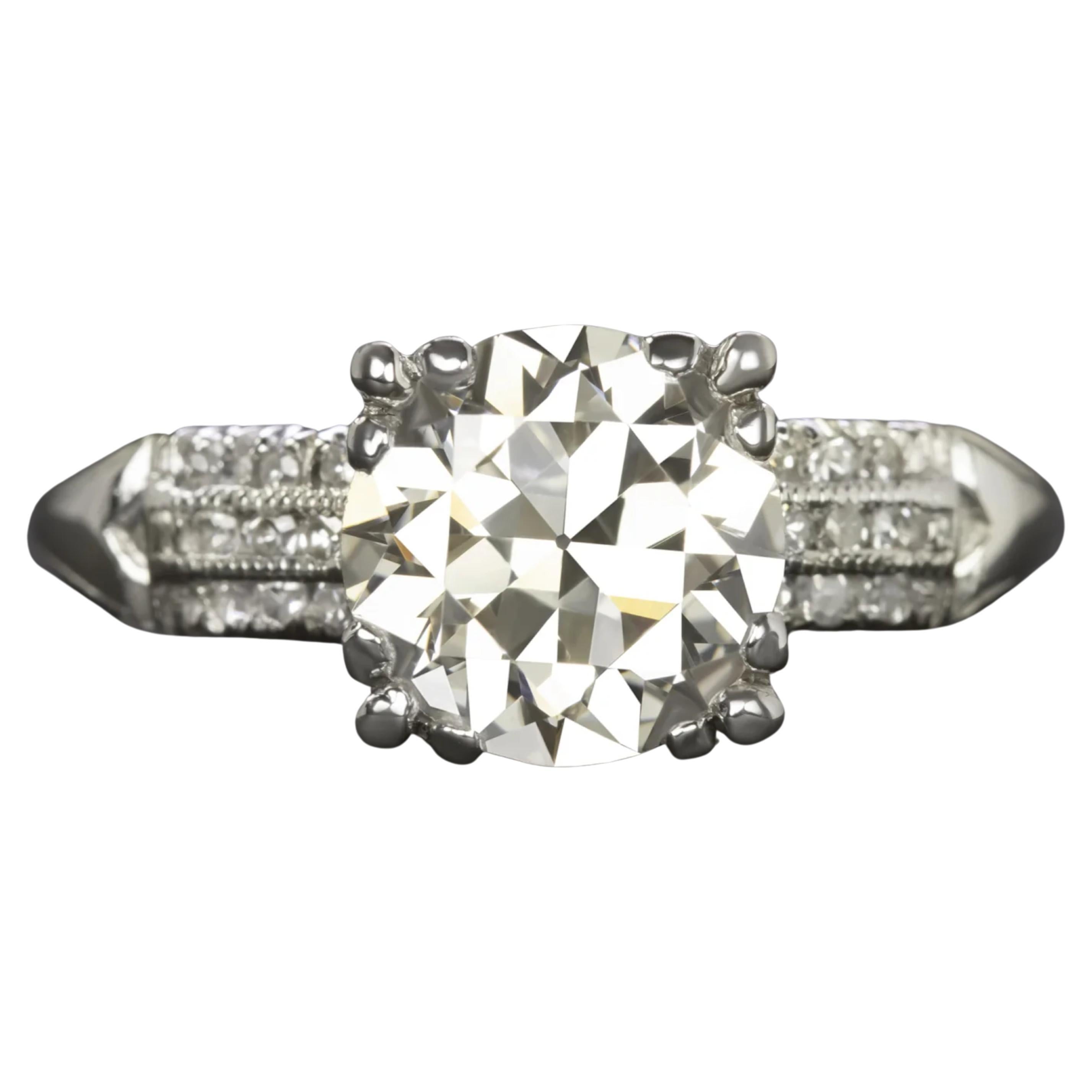 Diamante de talla europea antigua certificado EGL de 1,89 ct  Anillo de platino