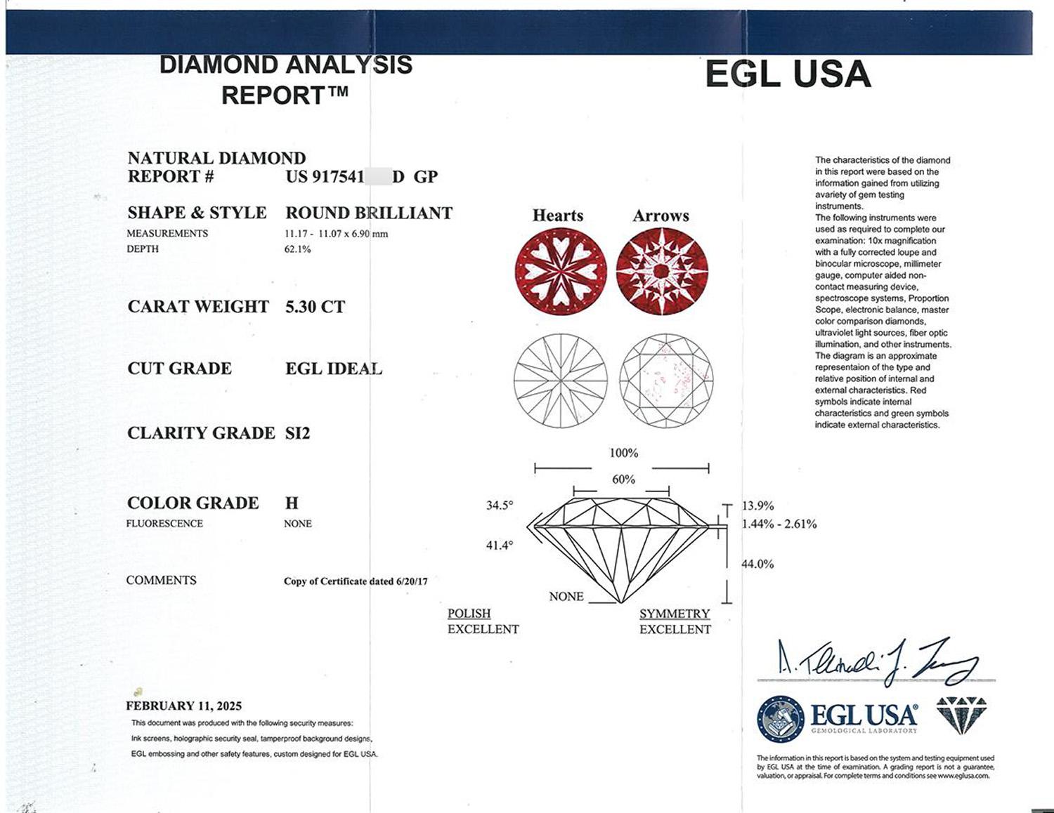 EGL Certified 18k Rose Gold Hearts Arrows Diamond Solitaire Signet Ring 6.50ctw For Sale 1
