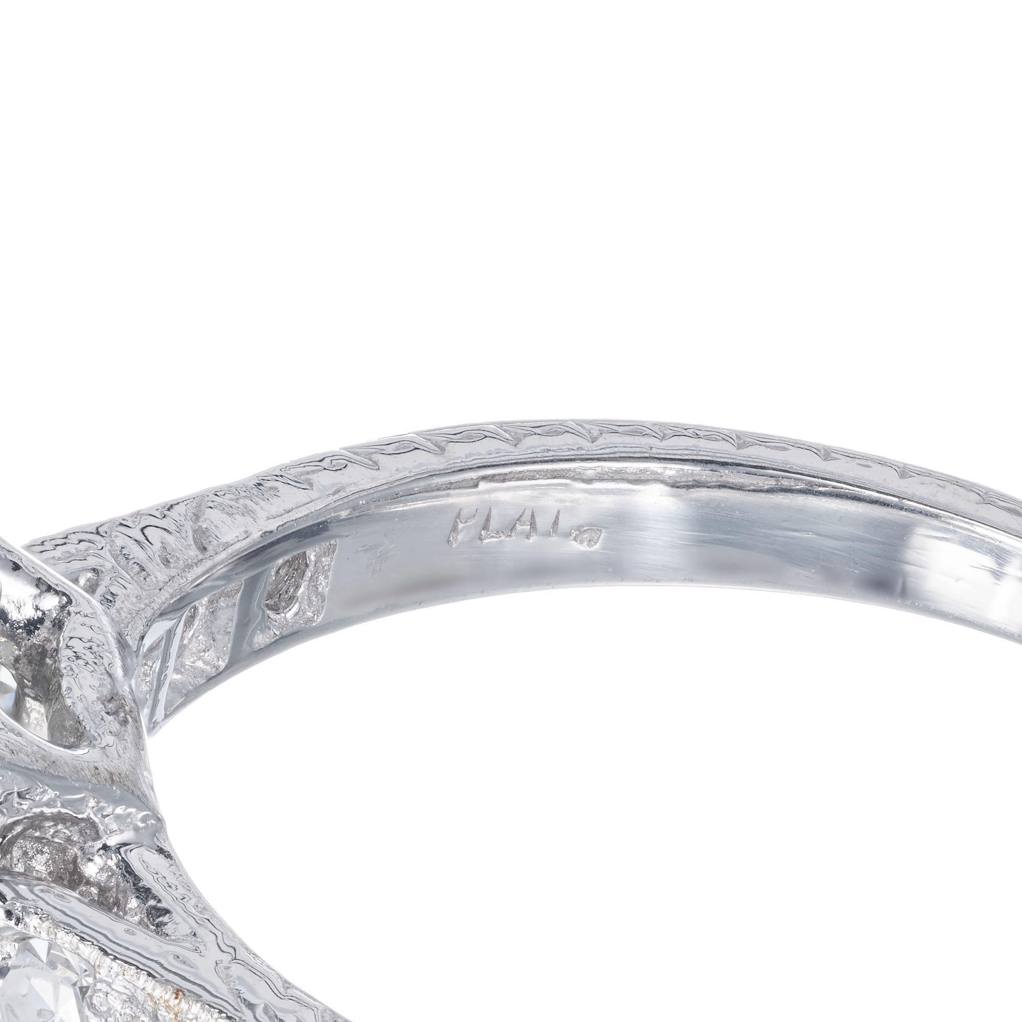 Women's EGL Certified 1.96 Carat Diamond Platinum Engagement Ring