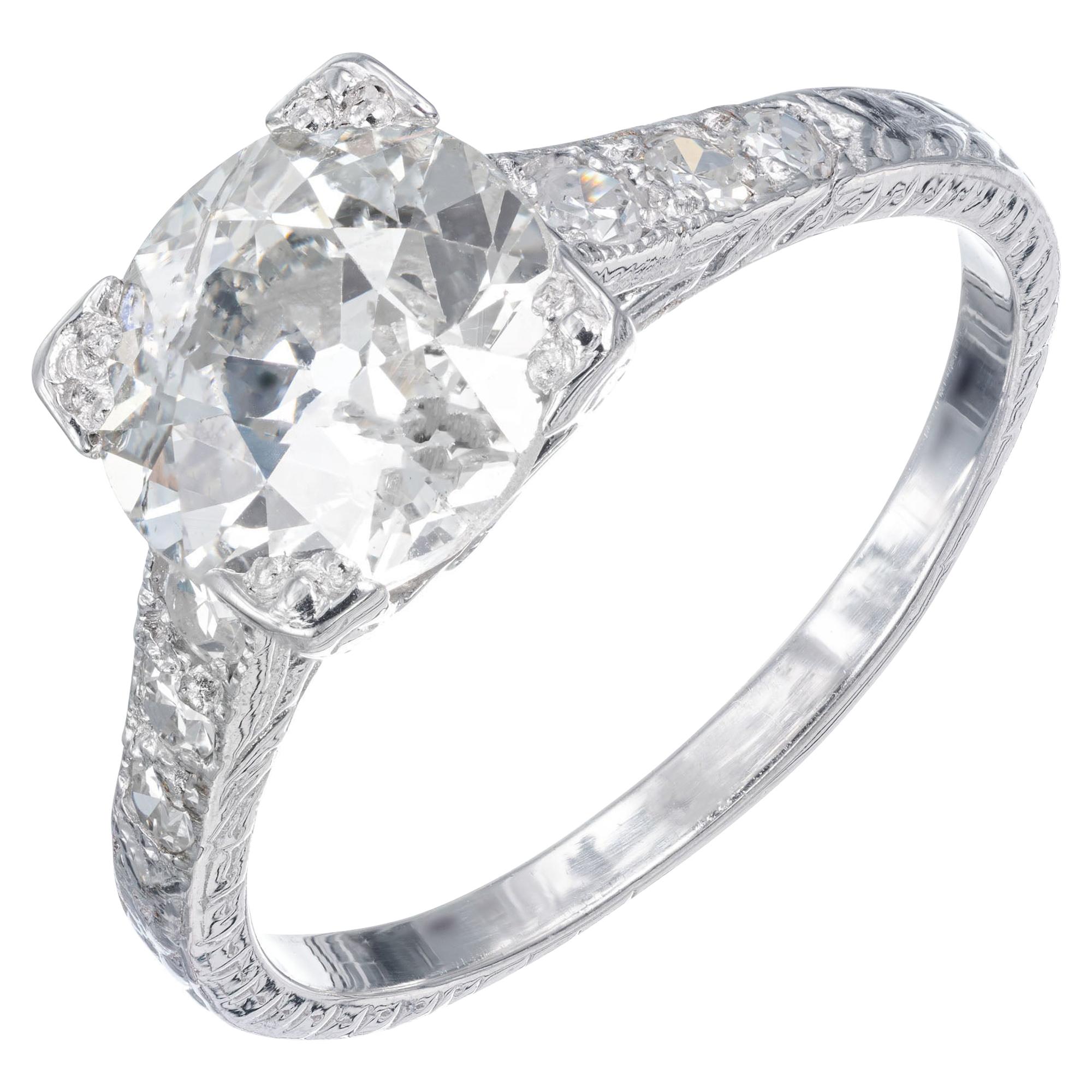EGL Certified 1.96 Carat Diamond Platinum Engagement Ring