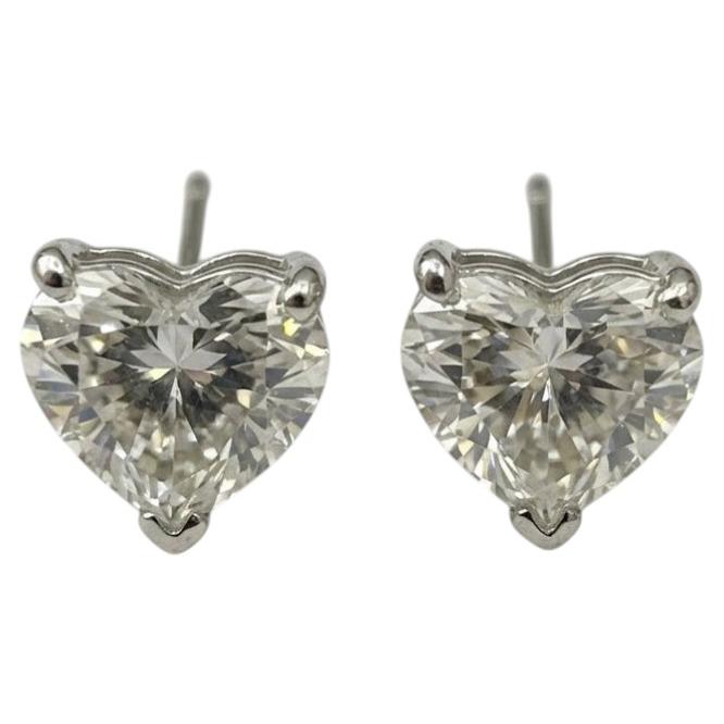 EGL Certified 2 Carat Heart Brilliant Diamond Stud Earrings For Sale