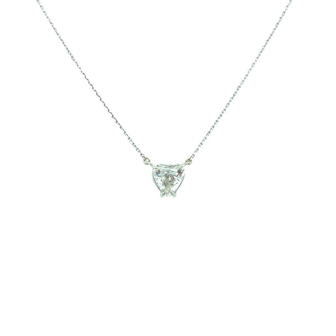 Contemporary EGL Certified 2 Carat Heart Shaped Diamond Pendant 14K White Gold For Sale
