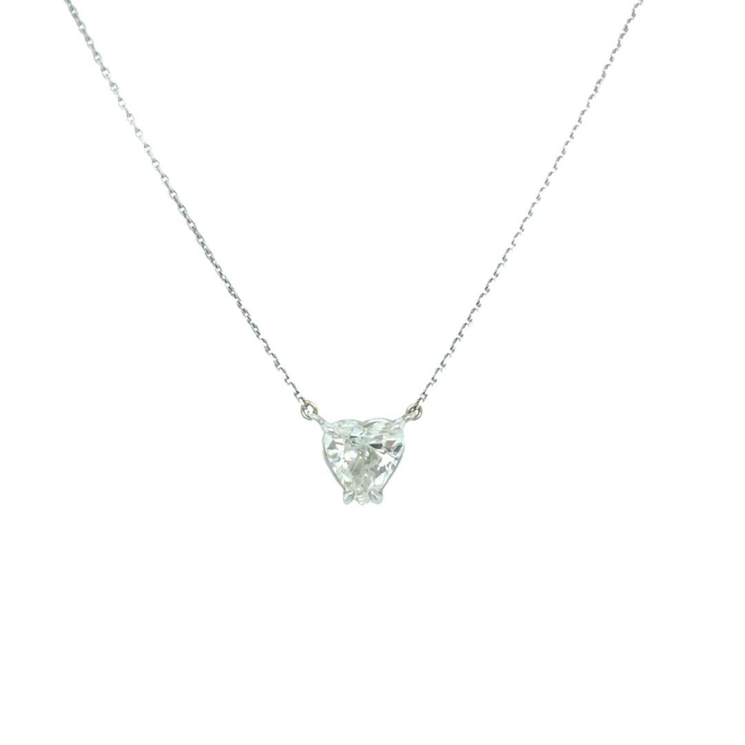 EGL Certified 2 Carat Heart Shaped Diamond Pendant 14K White Gold In New Condition For Sale In beverly hills, CA