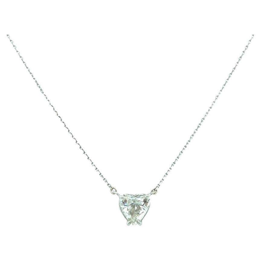 EGL Certified 2 Carat Heart Shaped Diamond Pendant 14K White Gold For Sale